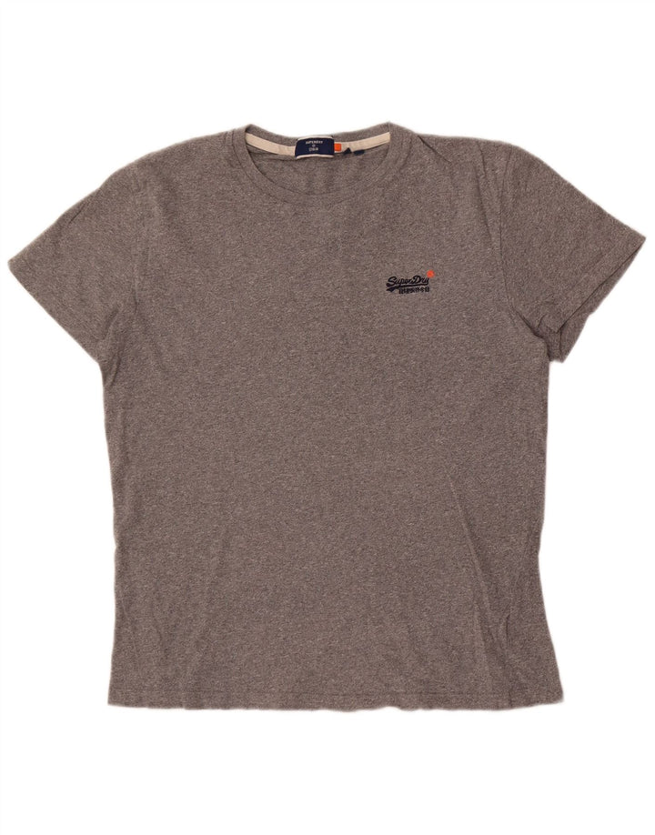 Camiseta masculina Superdry Top grande algodão manchado cinza