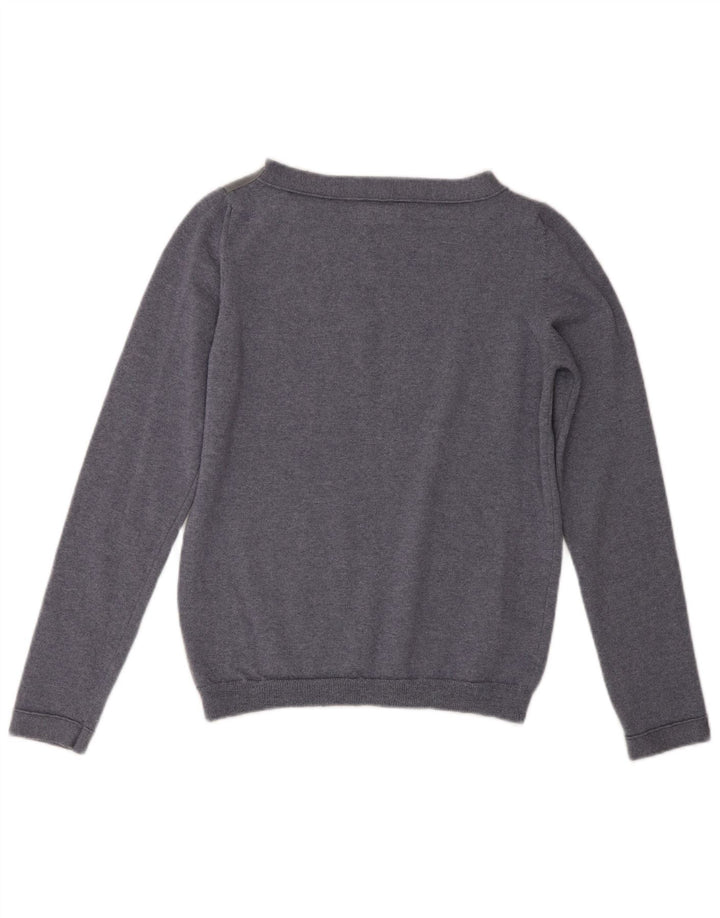 Suéter feminino Toast com gola canoa e gola redonda Reino Unido 10 lã azul pequena