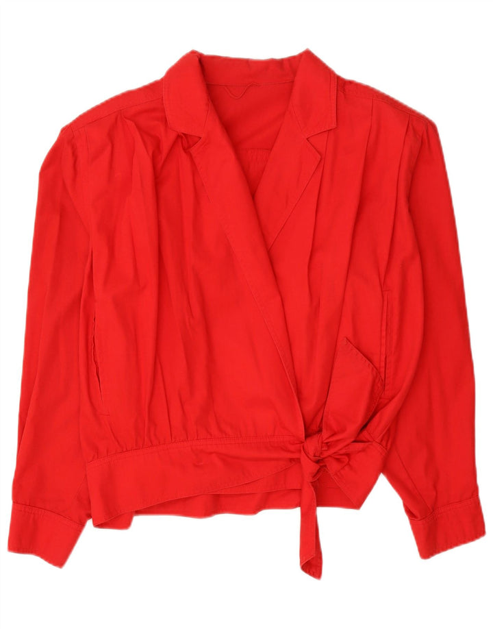 Marella Womens Crop Wrap Bomber Jacket Reino Unido 12 Médio Vermelho