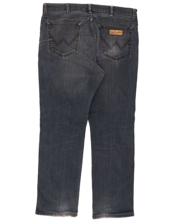 Wrangler Mens Straight Jeans W38 L32 Azul Marinho Algodão
