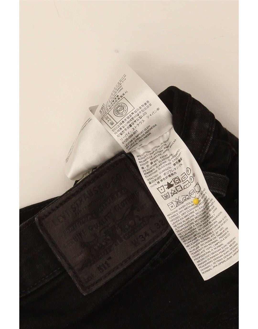 Levi's Masculino 511 Slim Jeans W34 L32 Algodão Preto