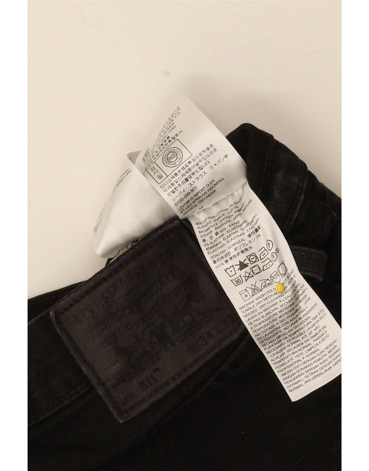 Levi's Masculino 511 Slim Jeans W34 L32 Algodão Preto