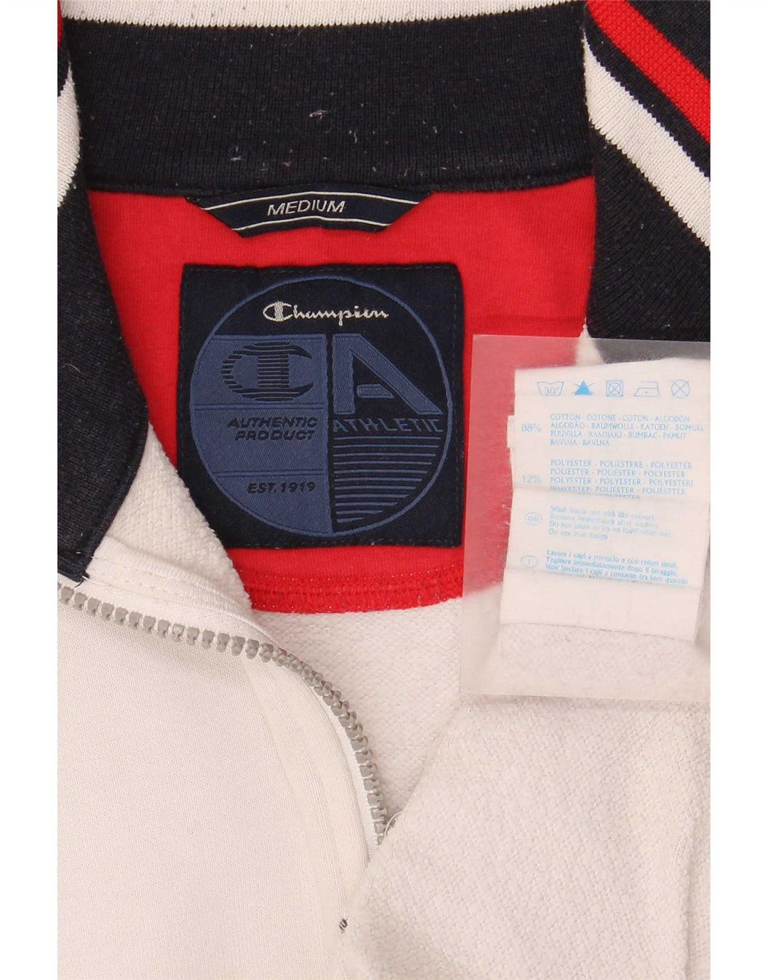 Jaqueta masculina de agasalho Champion, jaqueta média, branca, algodão colorblock