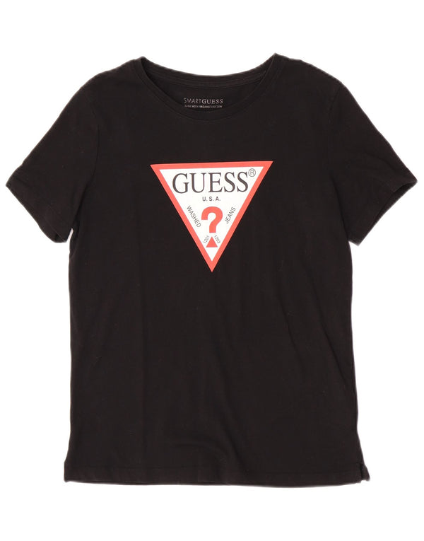 Camiseta feminina Guess com estampa oversized UK 6 XS algodão preto
