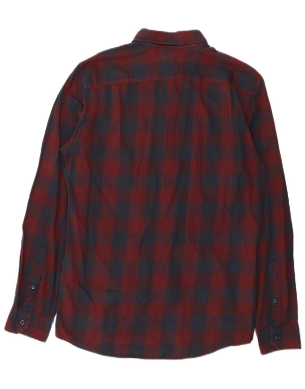 Camisa masculina clássica de ajuste Jack Wills, algodão guingão médio Borgonha