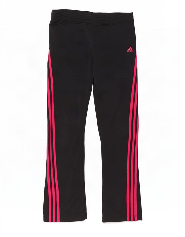 Calça de treino feminina Adidas UK 10 pequena listrada preta de poliéster