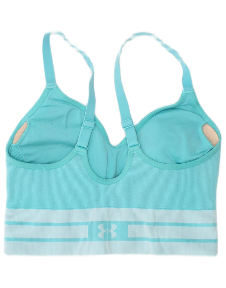 Under Armour feminino acolchoado sutiã esportivo top médio azul esportivo