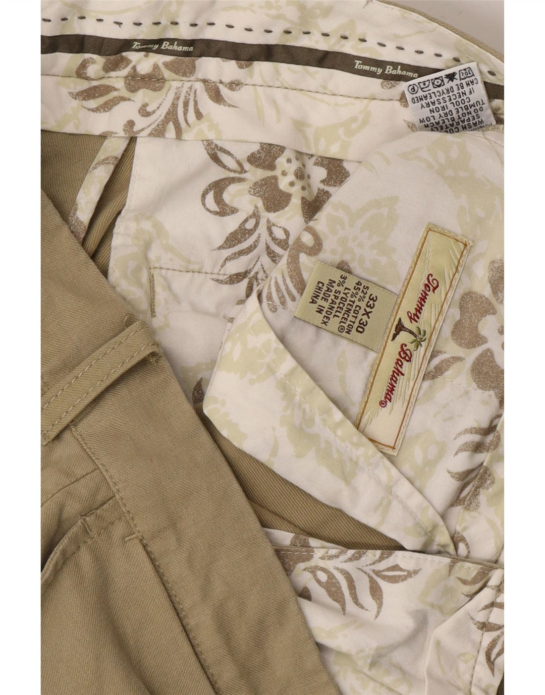 TOMMY BAHAMA Mens Straight Chino Trousers W33 L30 Beige Cotton Vintage Tommy Bahama and Second-Hand Tommy Bahama from Messina Hembry 