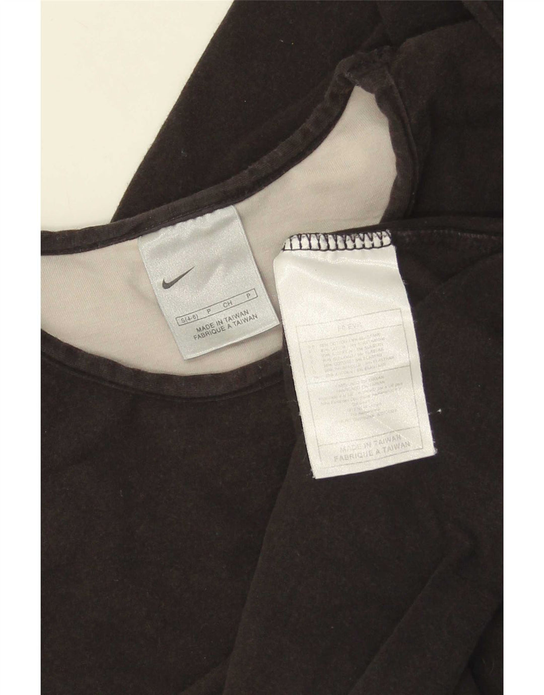 Top feminino Nike manga comprida US 4/6 pequeno algodão preto