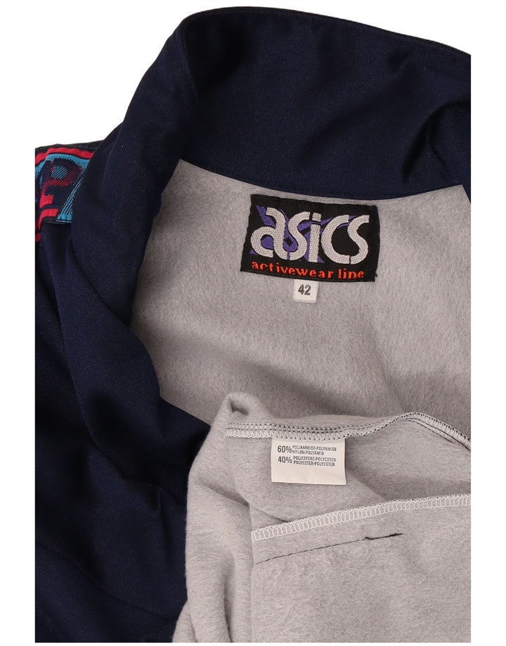Asics Womens Graphic Tracksuit Top Jacket IT 42 Médio Azul Marinho Poliamida