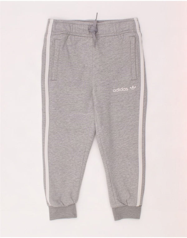 Adidas meninos calças de treino joggers 3-4 anos cinza manchado algodão