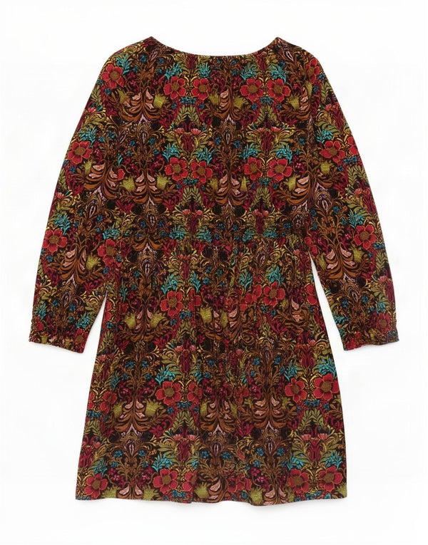 Vestido Fat Face Meninas Manga Longa Linha A 5-6 Anos Floral Multicolorido