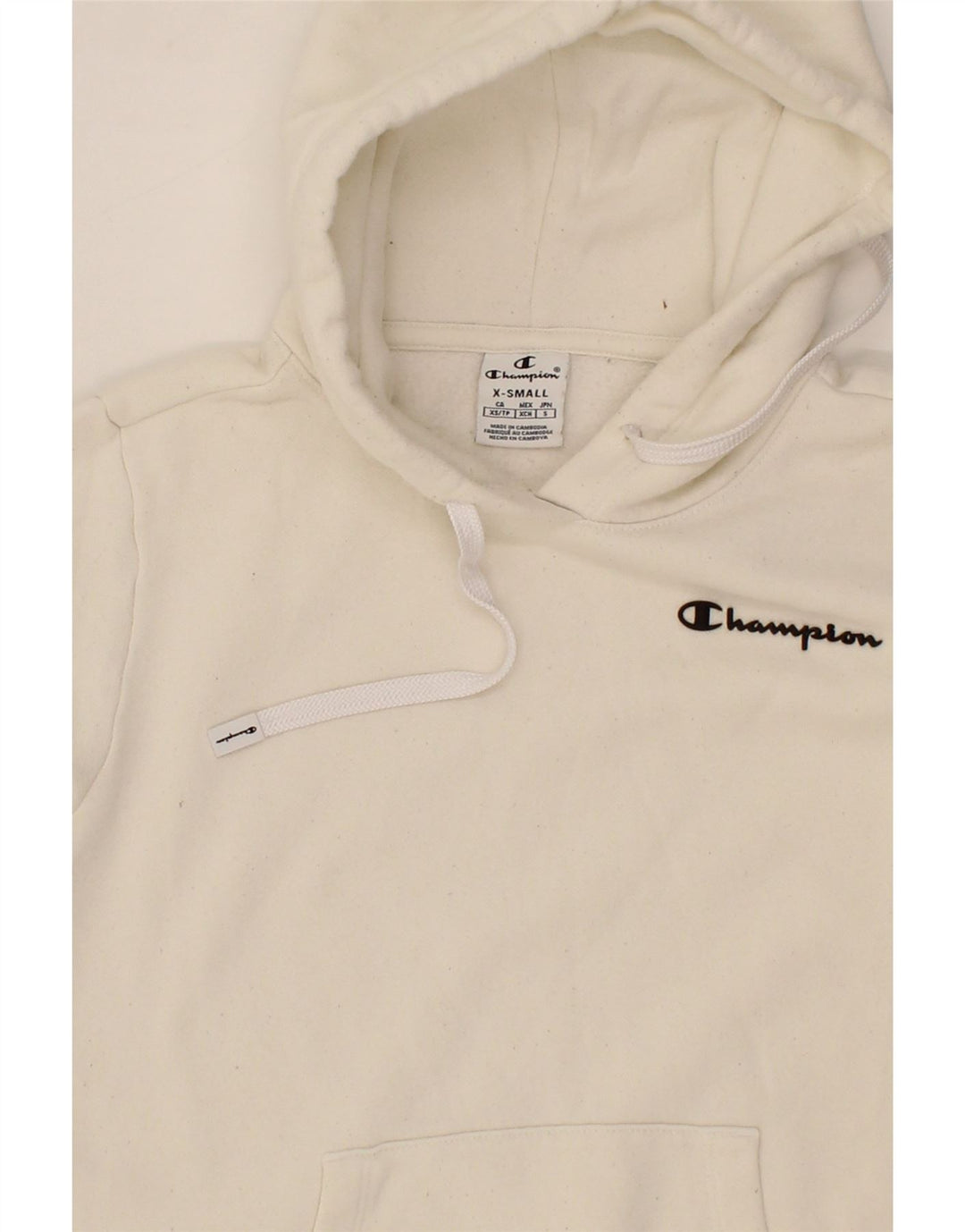 CHAMPION Womens Hoodie Jumper UK 6 XS White Vintage Champion and Second-Hand Champion from Messina Hembry 