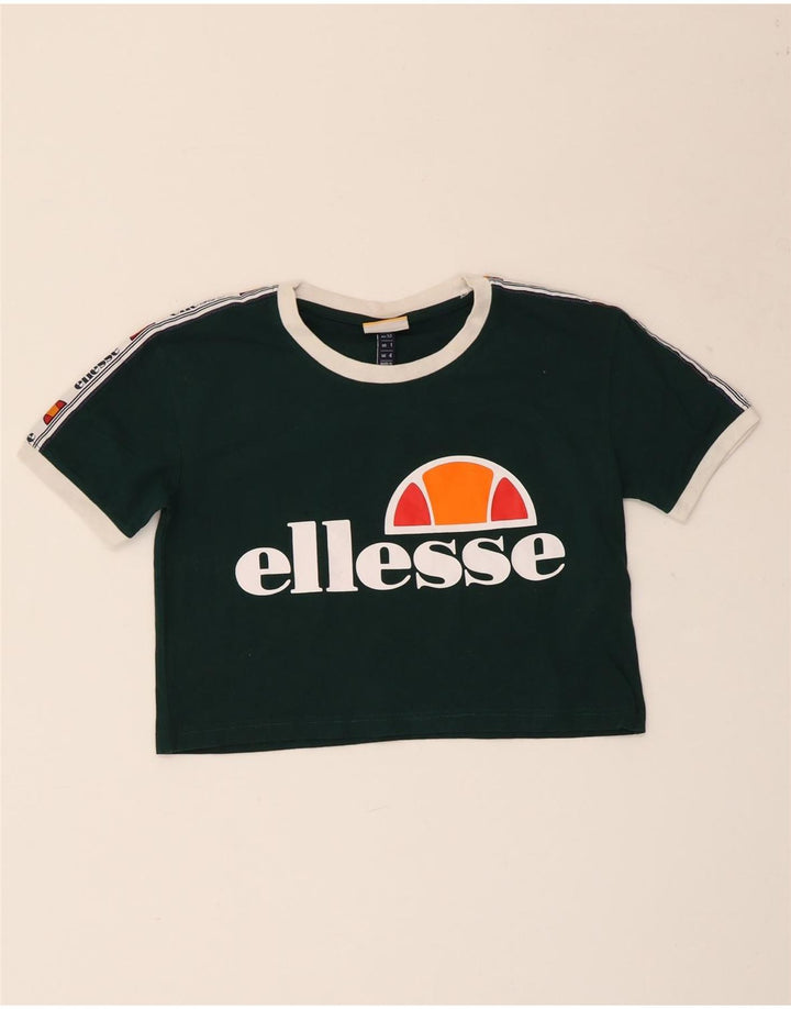 Camiseta feminina ELLESSE com estampa gráfica UK 4 XS algodão verde
