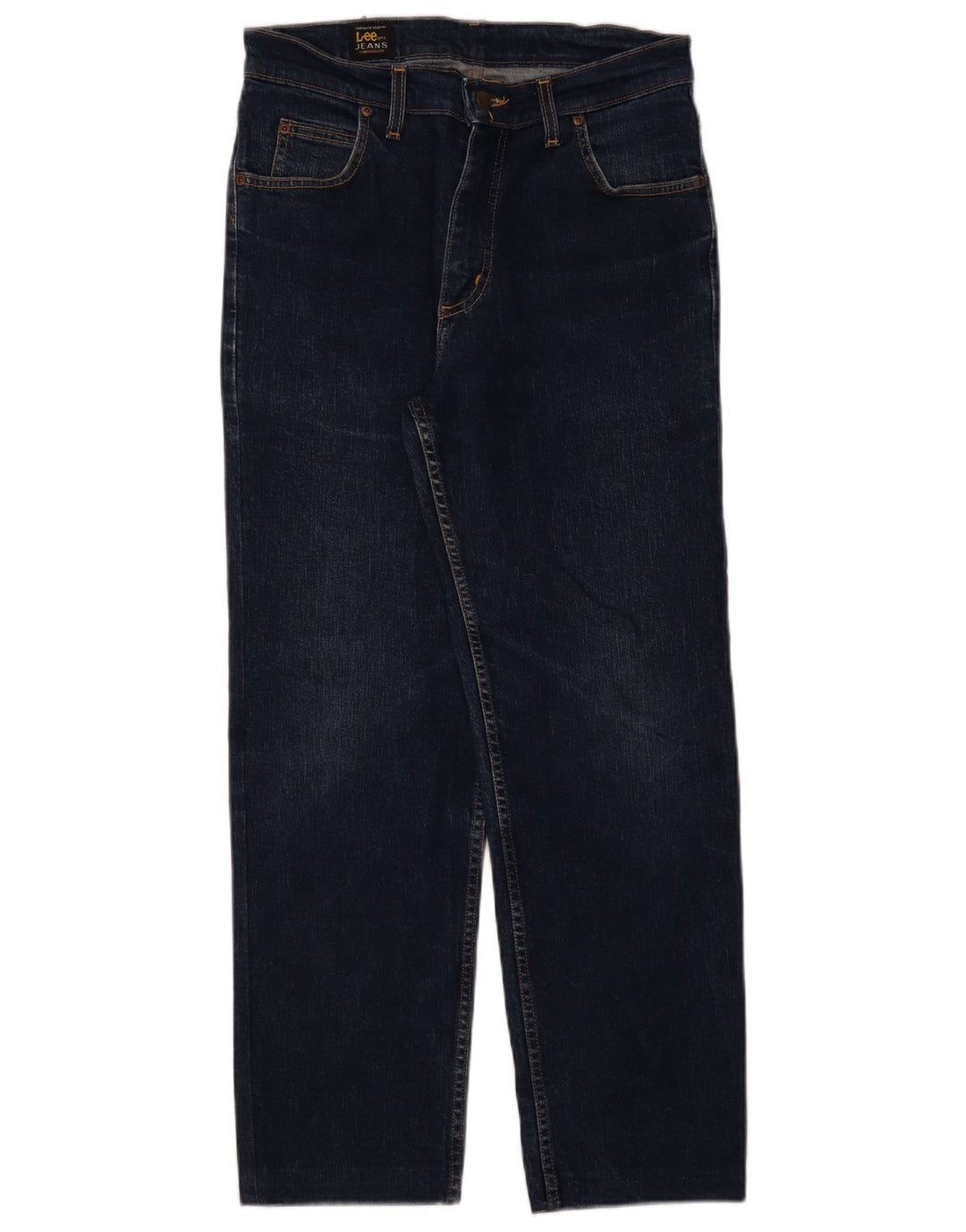 Lee Mens Brooklyn Straight Jeans W32 L28 Azul Marinho Algodão