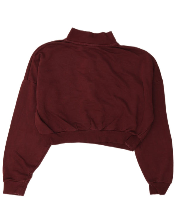 Moletom feminino Nike com zíper e gola alta UK 14 médio algodão borgonha