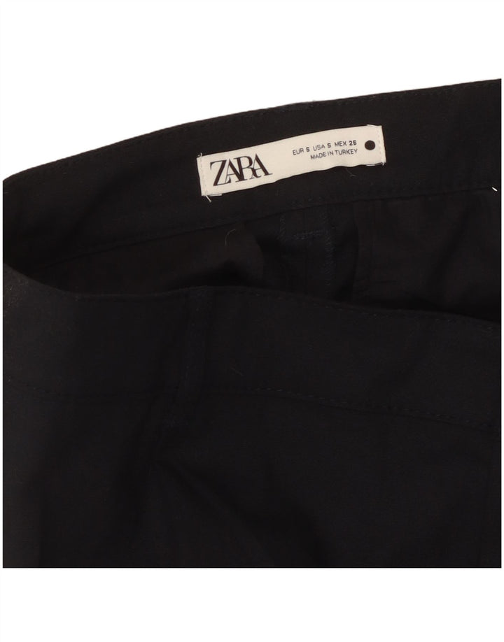 ZARA Calça Chino Feminina Cintura Alta Pegged Pequena W26 L27 Azul Marinho