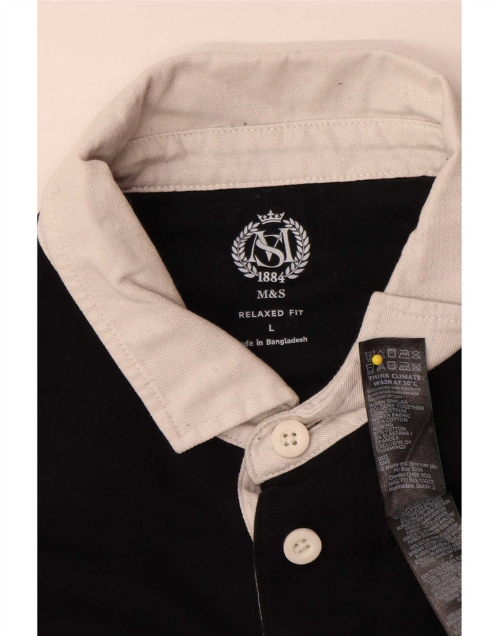 Suéter masculino Marks & Spencer com ajuste relaxado grande bloco colorido preto