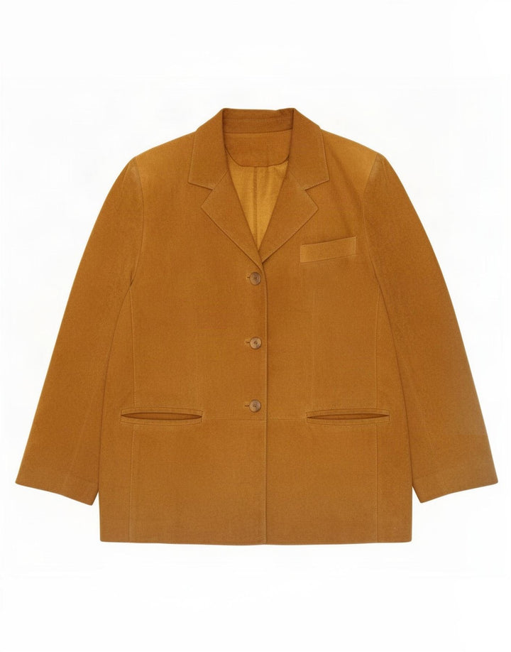 Jaqueta blazer feminina vintage de camurça com 3 botões IT 46 couro marrom grande