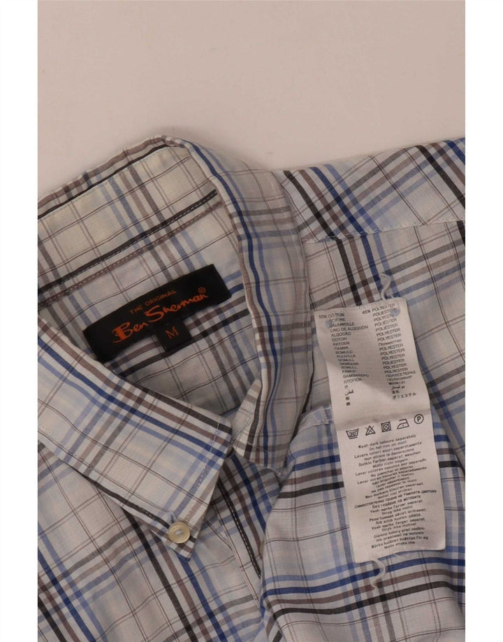 Camisa masculina Ben Sherman de algodão xadrez azul médio