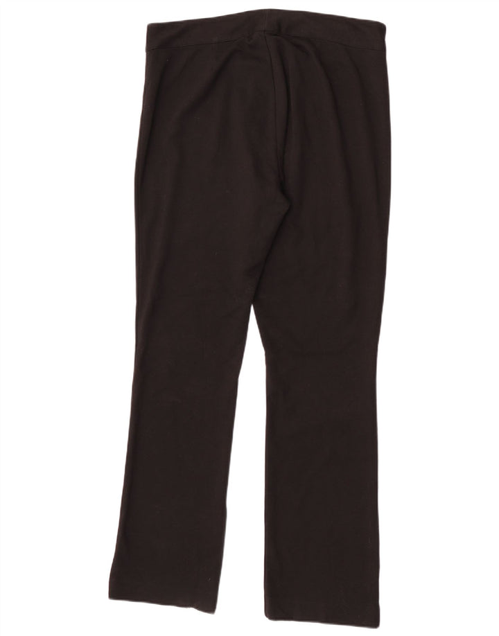 Calça feminina reta casual Chaps US 12 grande W32 L32 poliéster preto