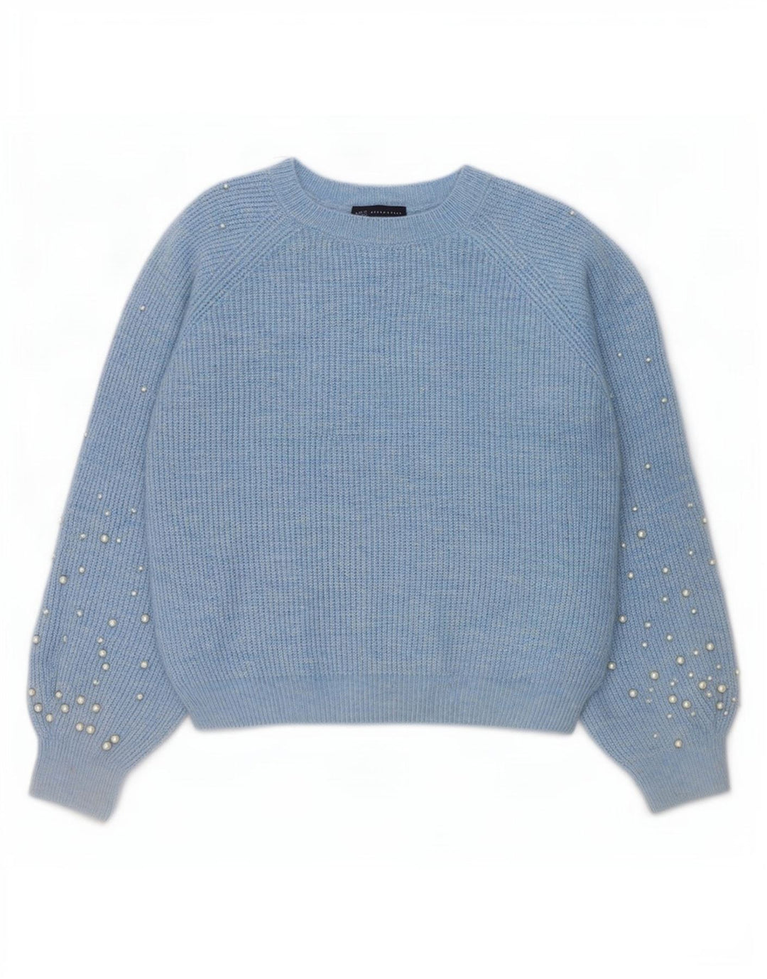 Suéter feminino Marks & Spencer com gola canoa Reino Unido 14 médio azul manchado