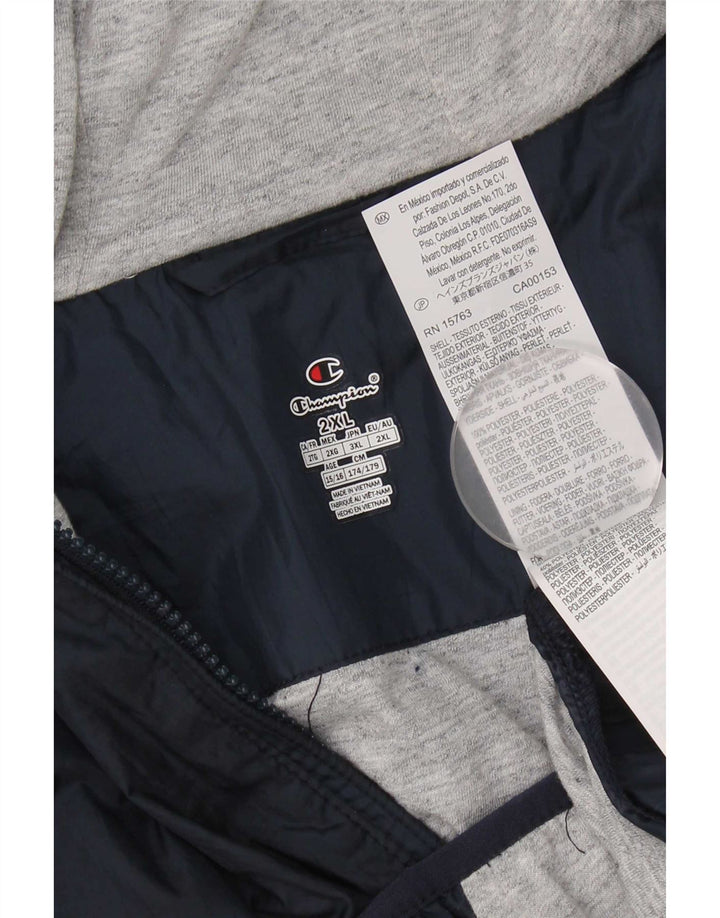 Jaqueta de chuva com capuz para meninos Champion 15-16 anos 2XL poliéster azul marinho