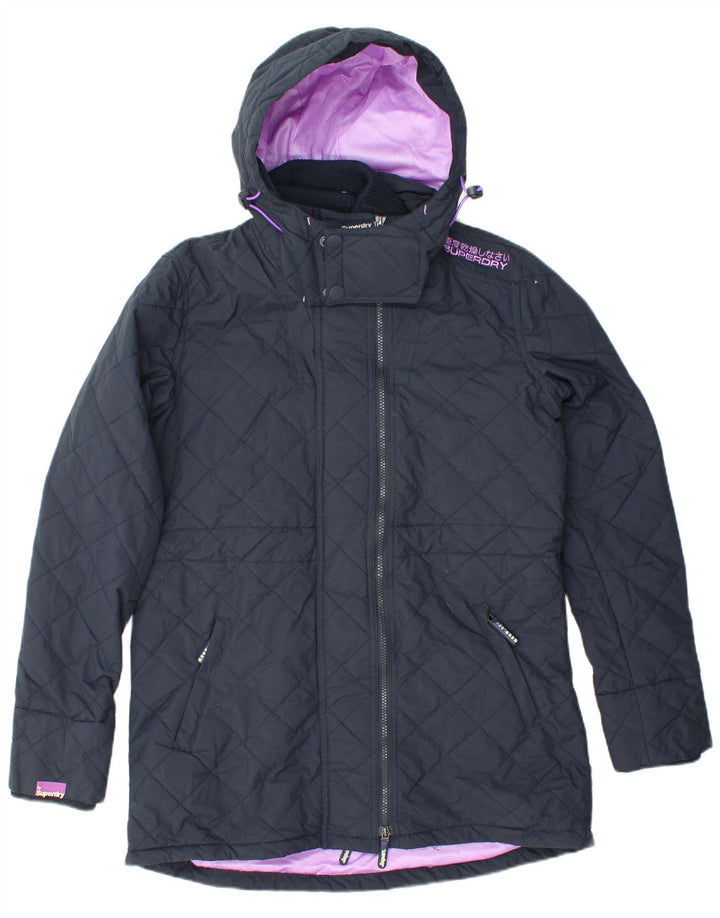 Jaqueta parka feminina SUPERDRY Windparka com capuz Reino Unido 18 XL azul marinho nylon