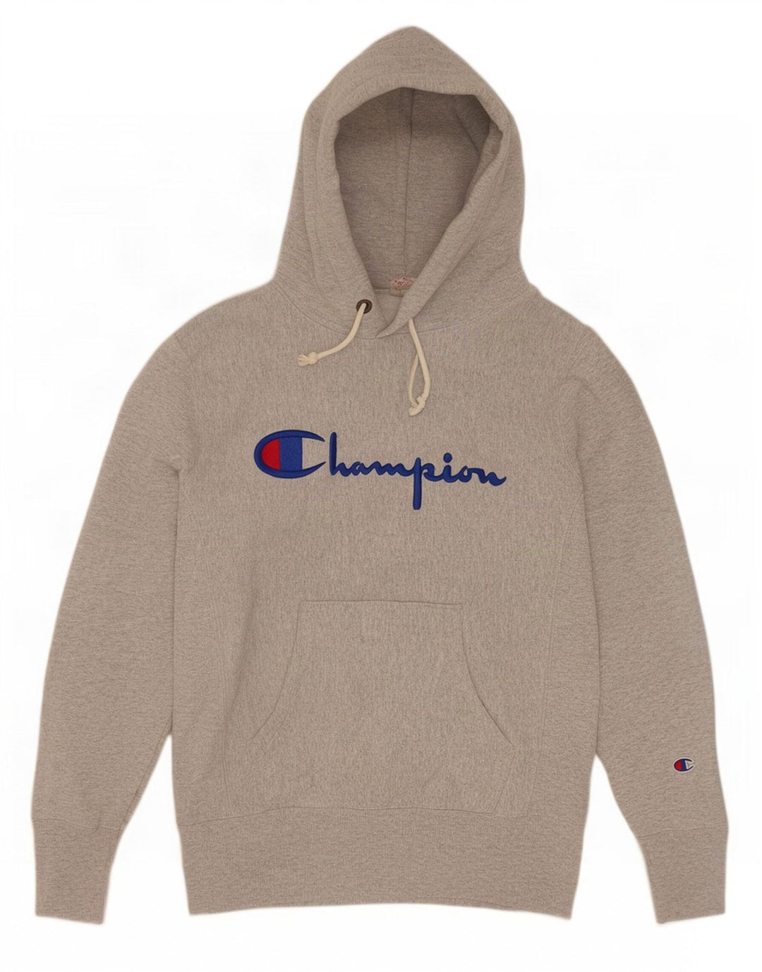 Jumper masculino com capuz gráfico Champion Reverse Weave médio algodão cinza
