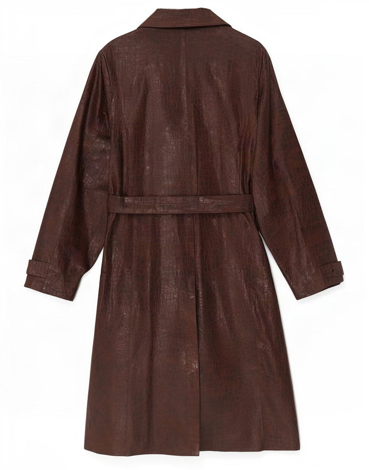 Sobretudo feminino de couro sintético Zara UK 12 poliéster marrom médio com estampa animal