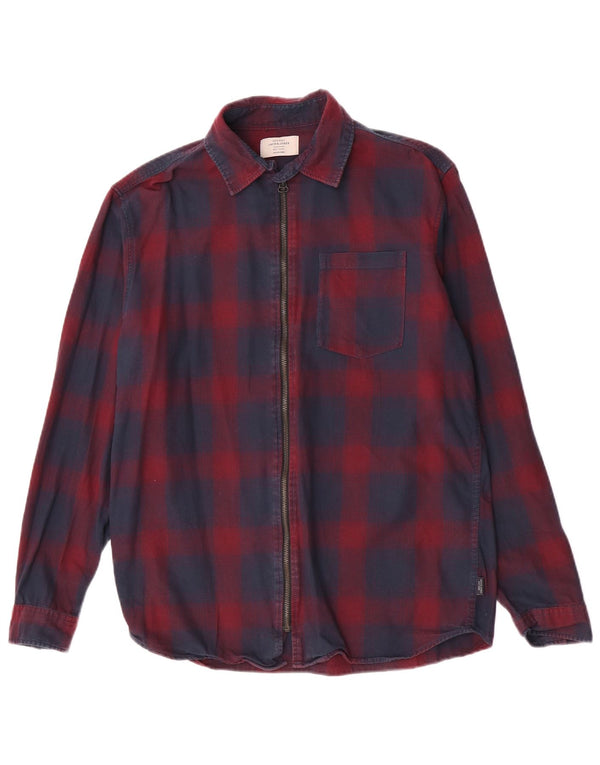 Camisa masculina de flanela Jack & Jones grande algodão xadrez azul marinho