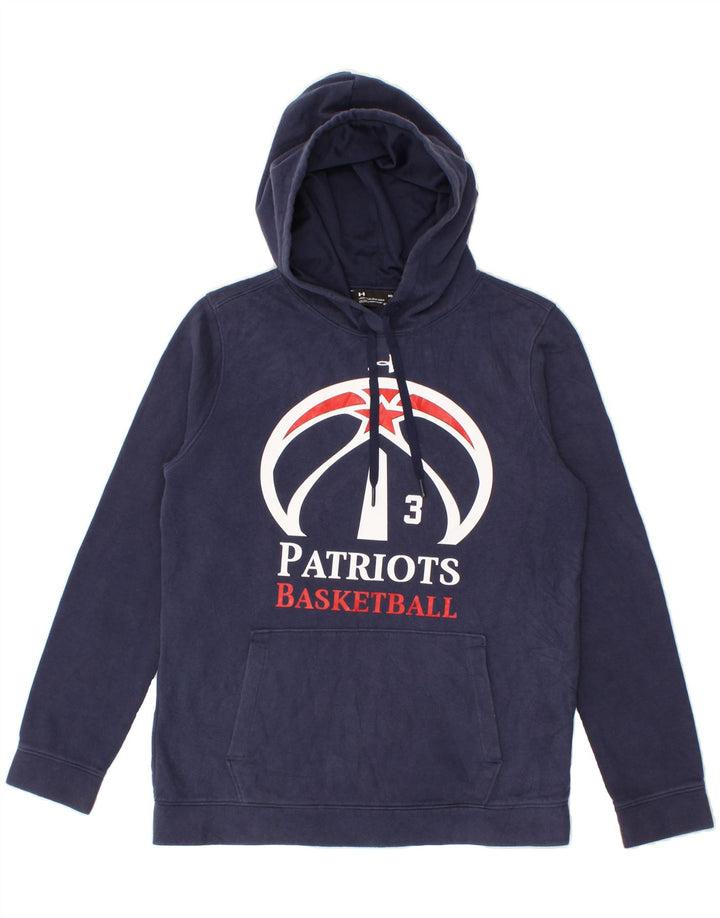 UNDER ARMOUR Mens Cold Gear Graphic Hoodie Jumper Medium Navy Blue Cotton Vintage Under Armour and Second-Hand Under Armour from Messina Hembry 