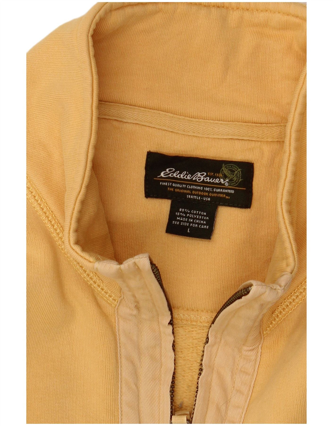 Eddie Bauer moletom masculino com zíper e gola alta de algodão amarelo