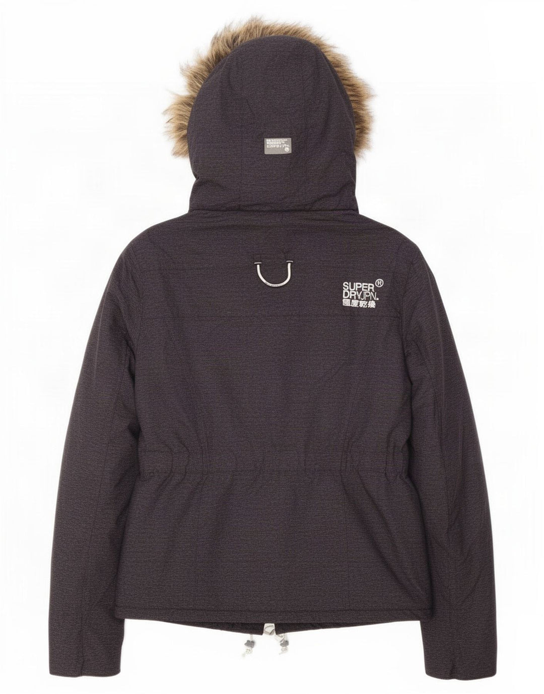 Jaqueta corta-vento com capuz feminino Superdry UK 12 poliéster cinza médio