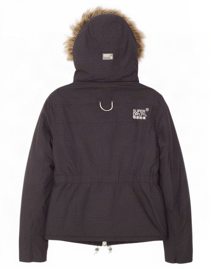 Jaqueta corta-vento com capuz feminino Superdry UK 12 poliéster cinza médio