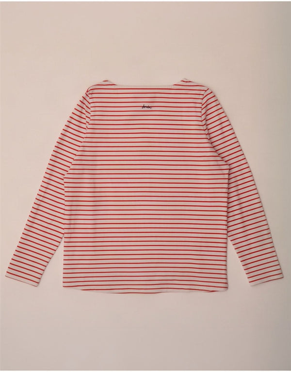 Top feminino Joules manga comprida UK 18 XL algodão listrado branco