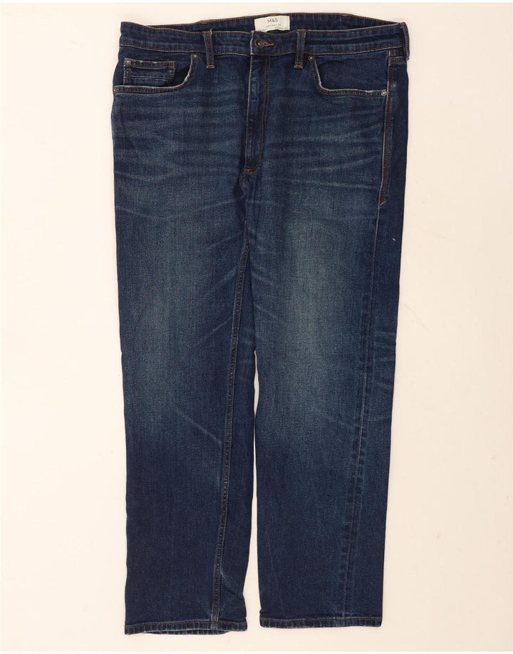 Calças Jeans Reta Masculinas Marks & Spencer W38 L31 Azul Algodão