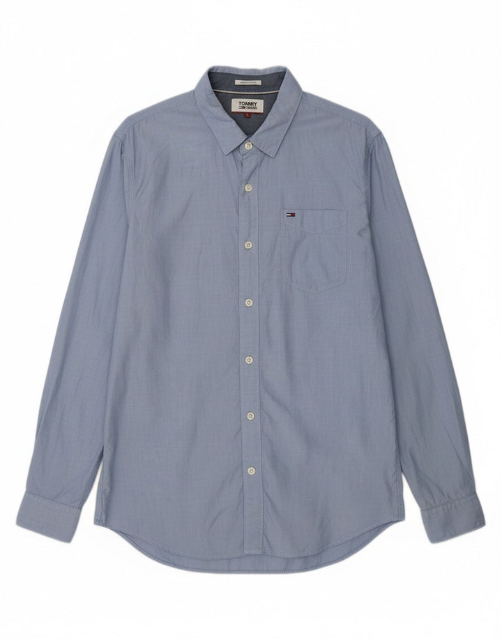 Camisa masculina TOMMY HILFIGER regular fit grande algodão azul