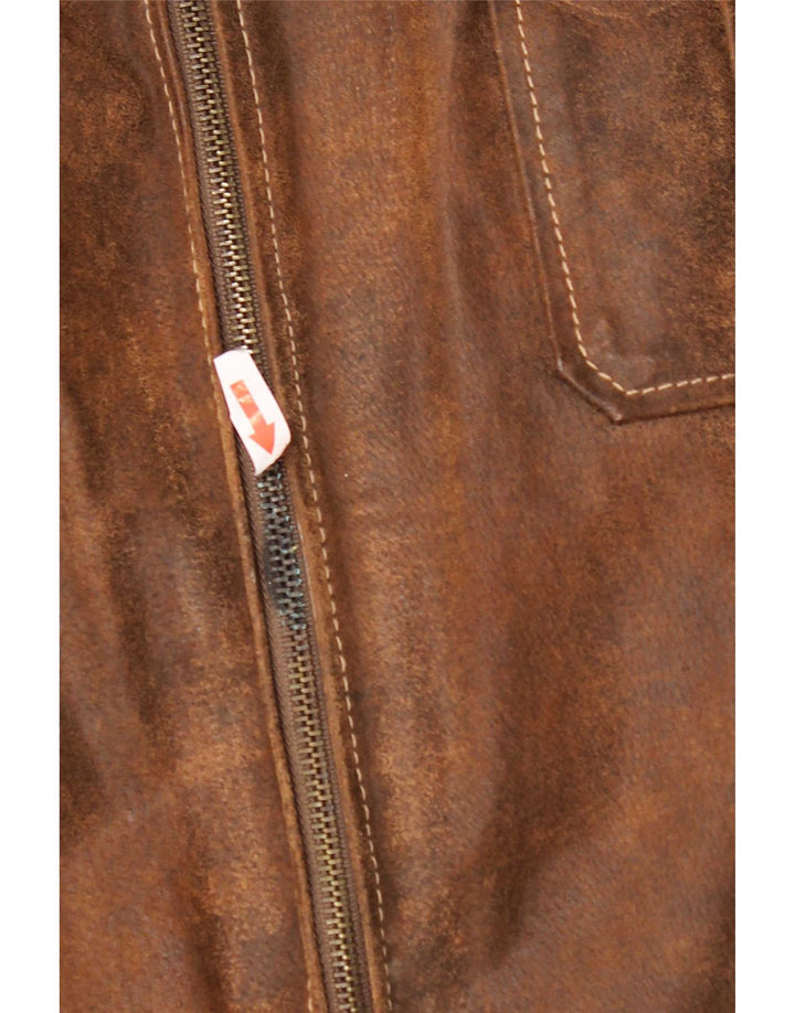 Jaqueta de couro militar masculina Engbers IT 58 4XL marrom