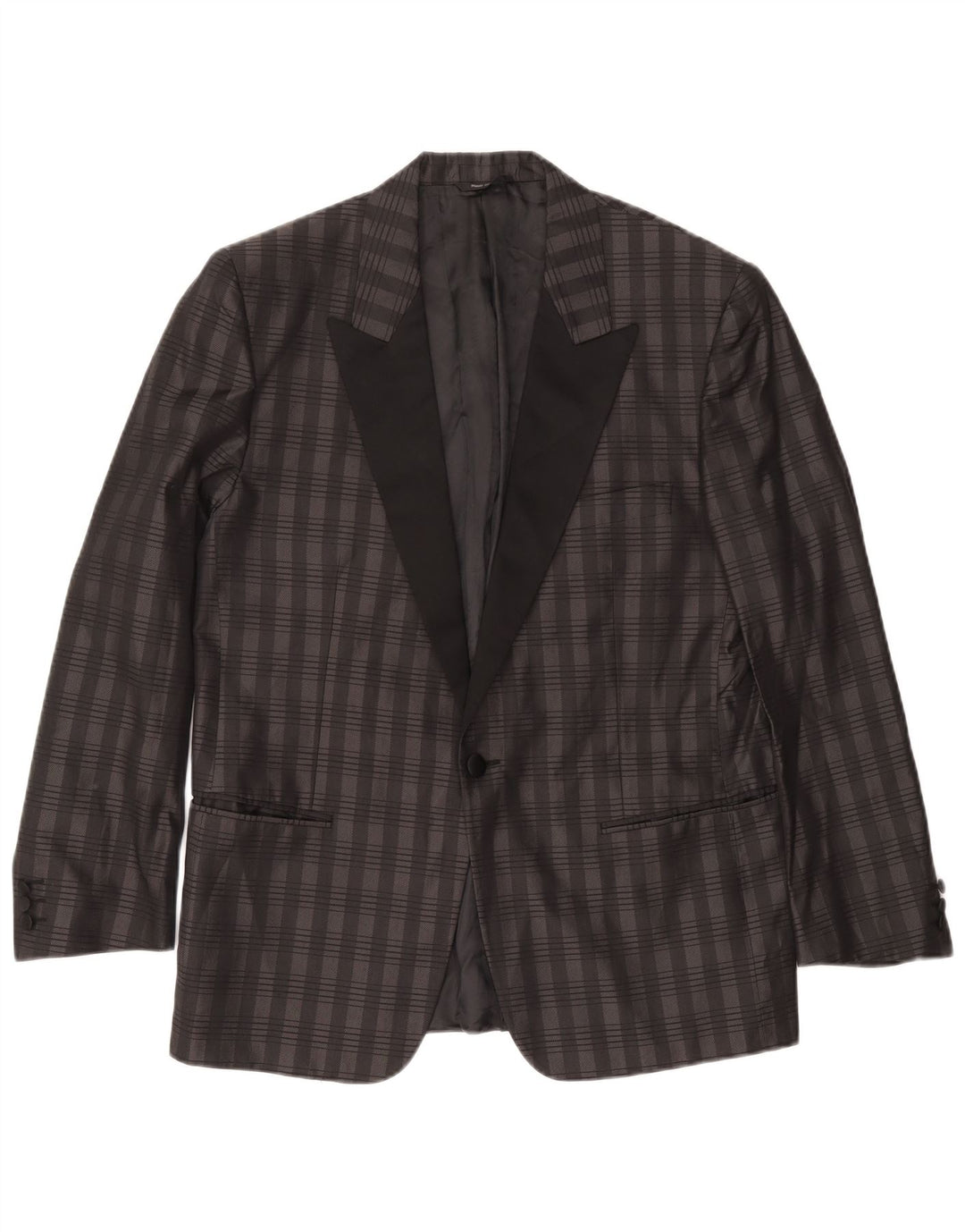 Jaqueta blazer masculina BOCCHESE com 1 botão IT 52 XL cinza xadrez seda
