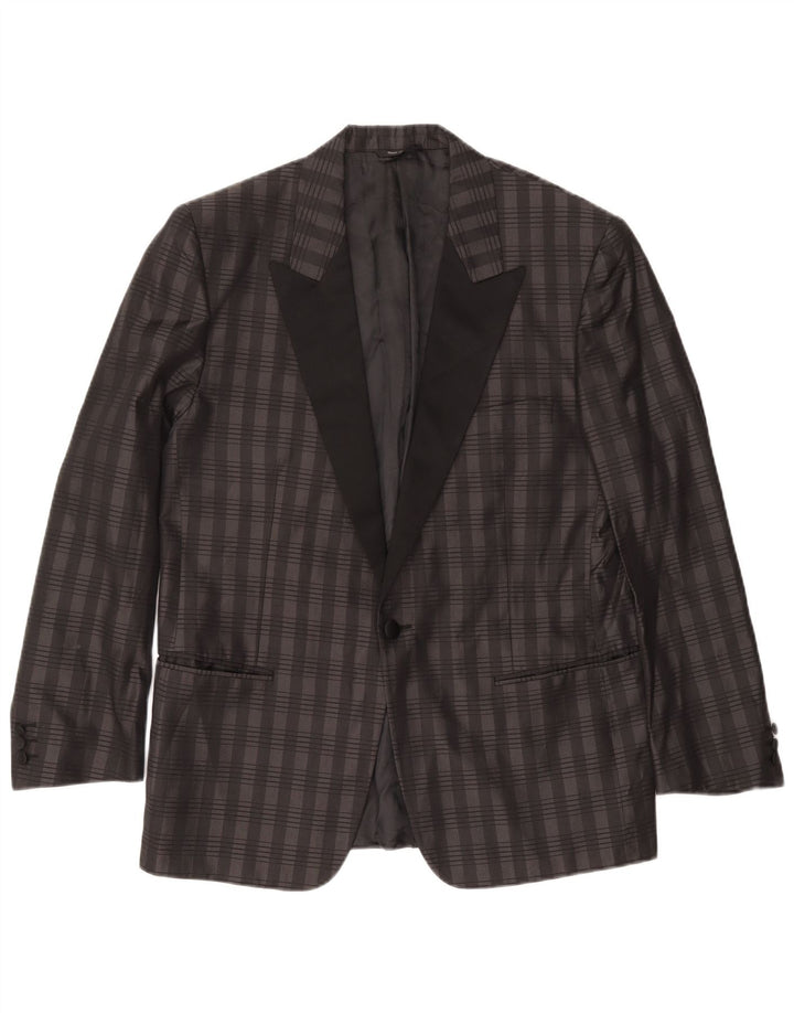 Jaqueta blazer masculina BOCCHESE com 1 botão IT 52 XL cinza xadrez seda
