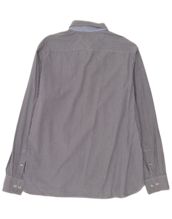 Camisa masculina Tommy Hilfiger Custom Fit grande algodão guingão azul