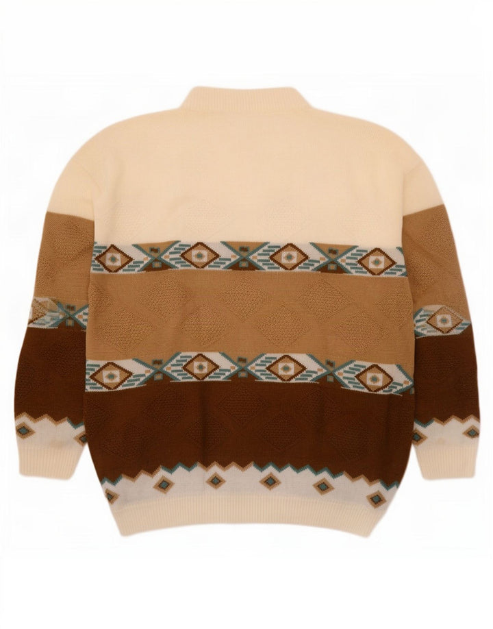 Suéter masculino vintage com gola tartaruga XL geométrico multicolorido