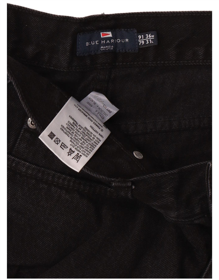MARKS & SPENCER Masculino Blue Harbor Straight Jeans W36 L31 Preto Clássico