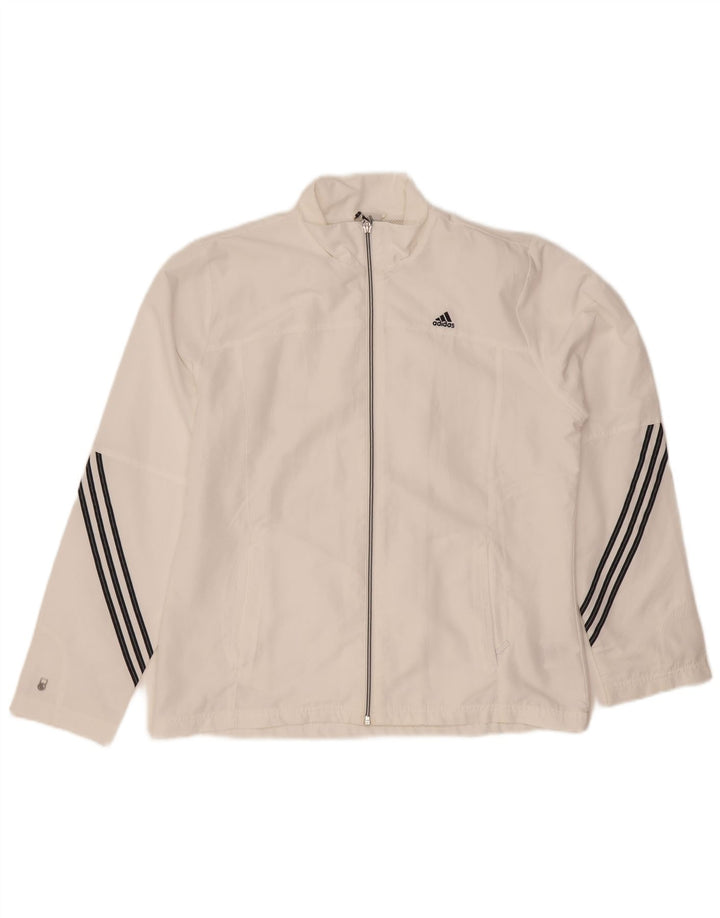 Adidas Womens Climalite Tracksuit Top Jacket UK 16 Grande Branco Poliéster
