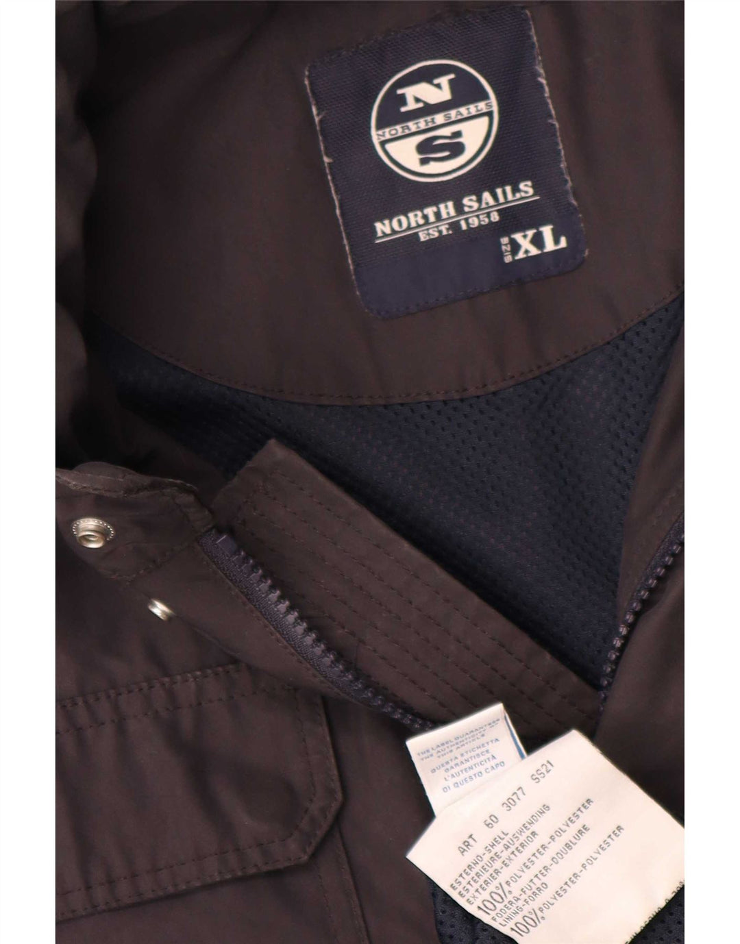 Jaqueta utilitária masculina com capuz North Sails UK 42 XL azul marinho poliéster