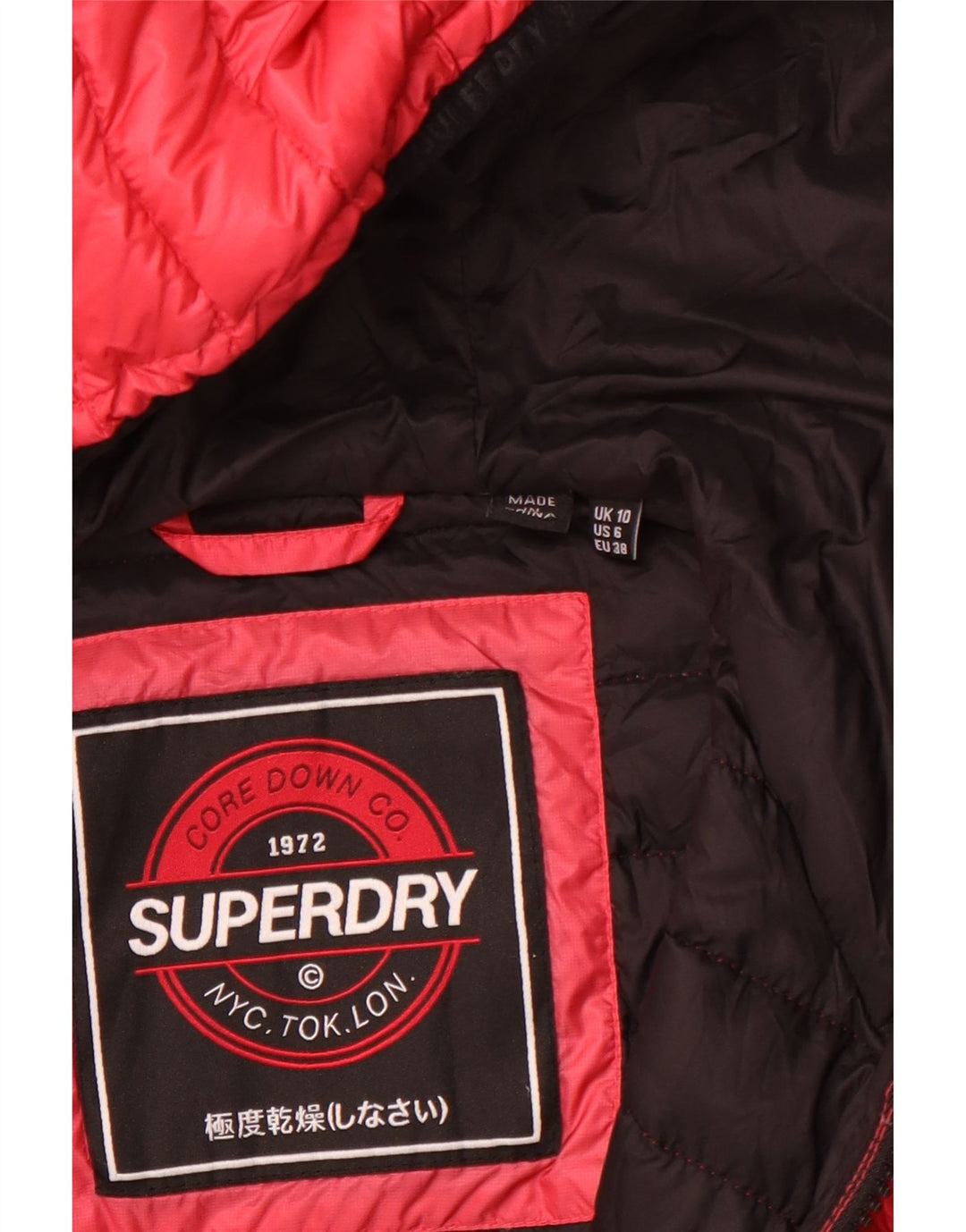 Jaqueta acolchoada com capuz feminina SUPERDRY UK 10 pequena rosa