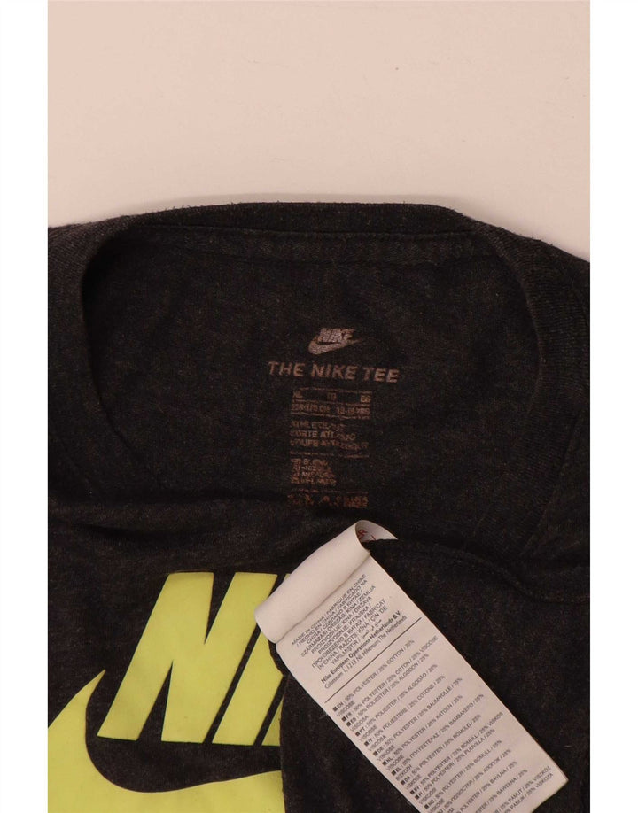 Top gráfico Nike Boys manga comprida 13-14 anos XL cinza algodão