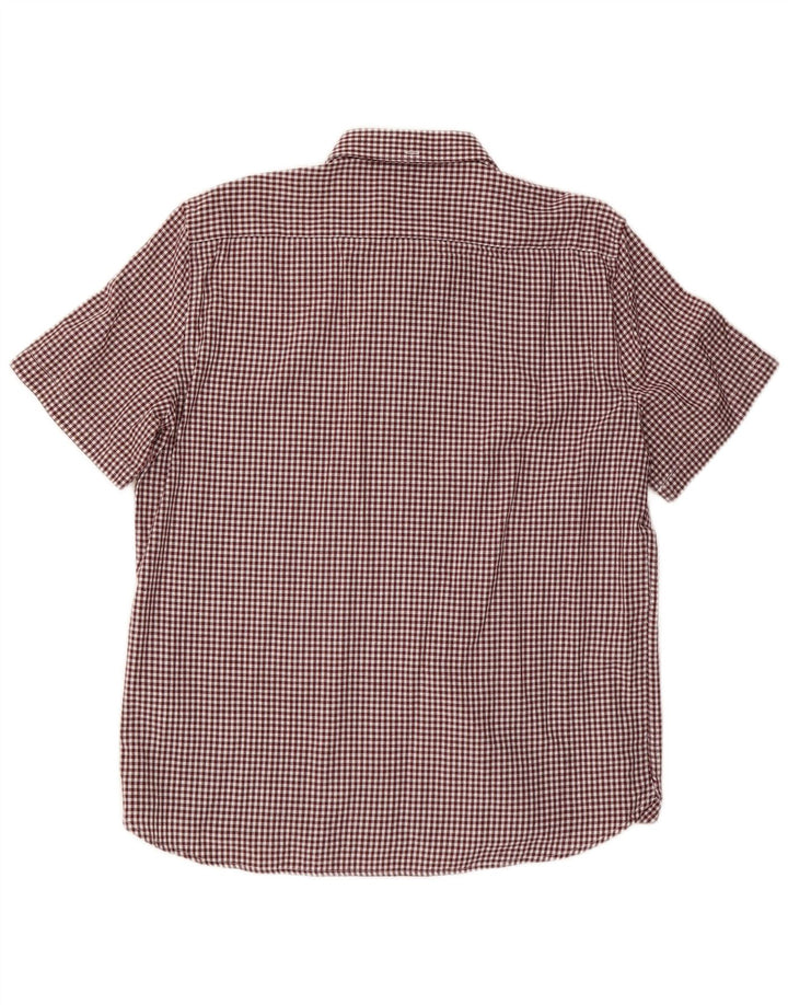 Camisa masculina de manga curta FRENCH CONNECTION XL marrom algodão gingham