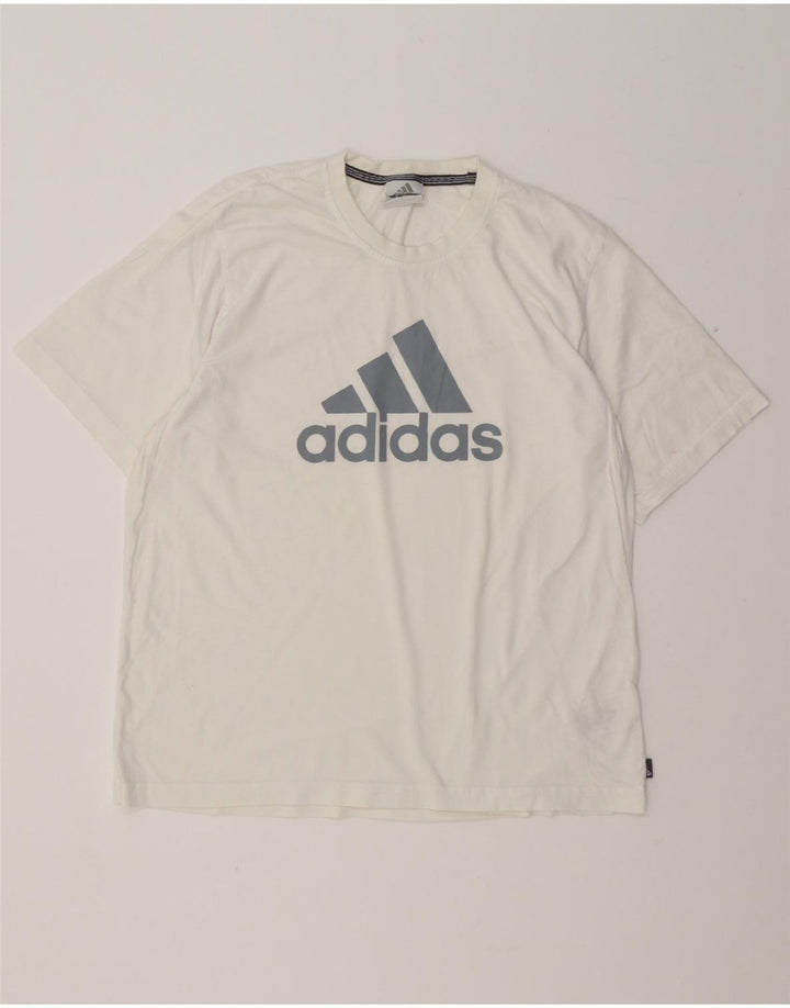 ADIDAS Mens Graphic T-Shirt Top Grande Algodão Branco